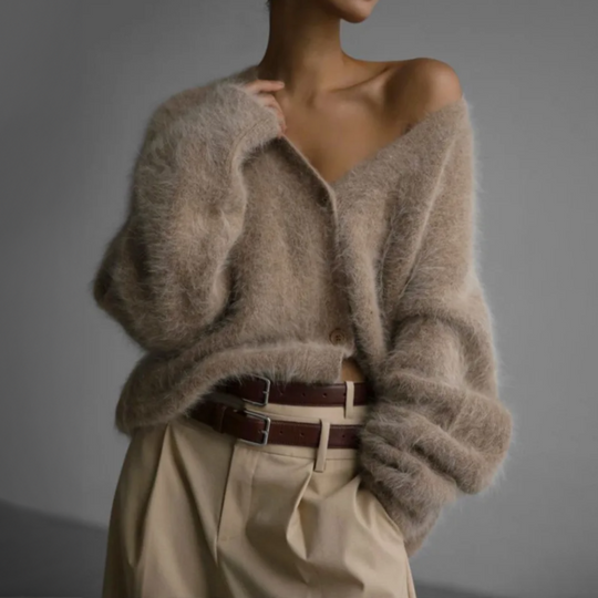 Fluffy Cardigan met Knopen voor Vrouwen
