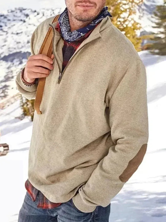 Comfortabele Half-Zip Sweater met Elleboogpatches voor Mannen