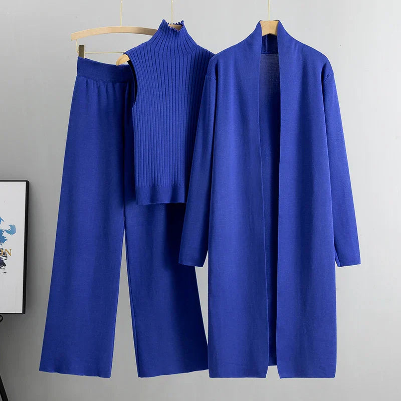 Elegante Drie-Delige Klassieke Gebreide Set voor Vrouwen