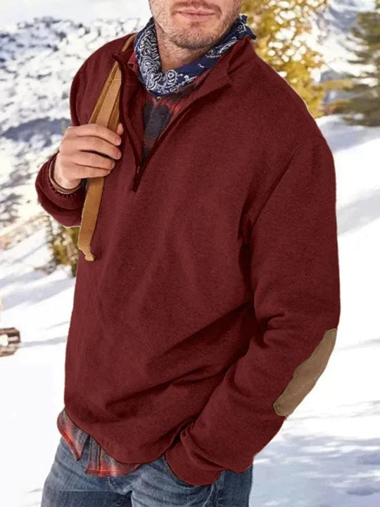 Comfortabele Half-Zip Sweater met Elleboogpatches voor Mannen