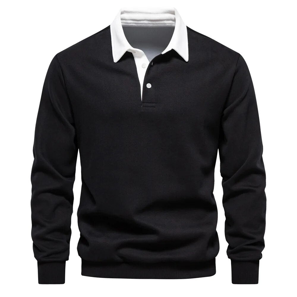 Klassieke Lange Mouwen Polo Sweater voor Mannen