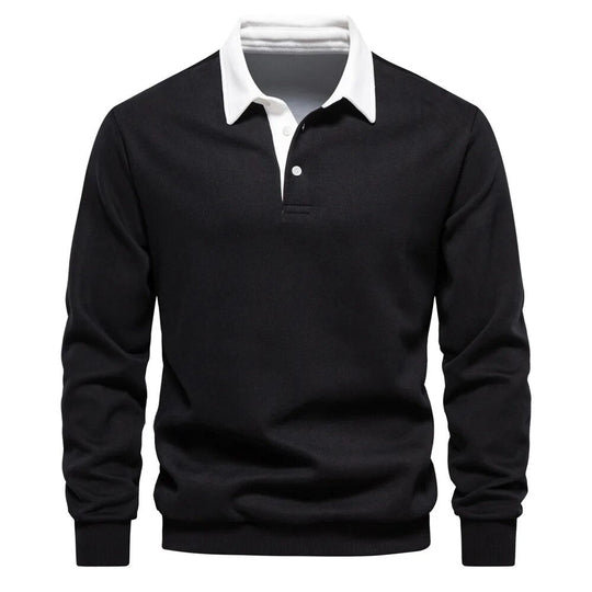 Klassieke Lange Mouwen Polo Sweater voor Mannen
