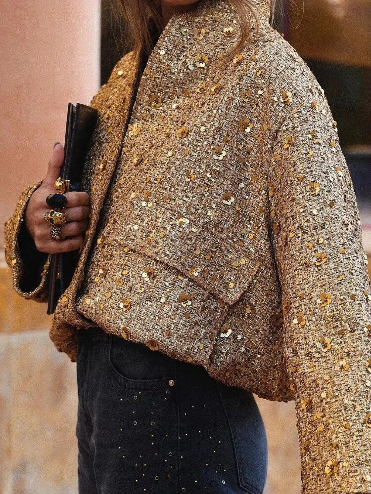 Modern Klassiek Metallic Jasje voor Vrouwen