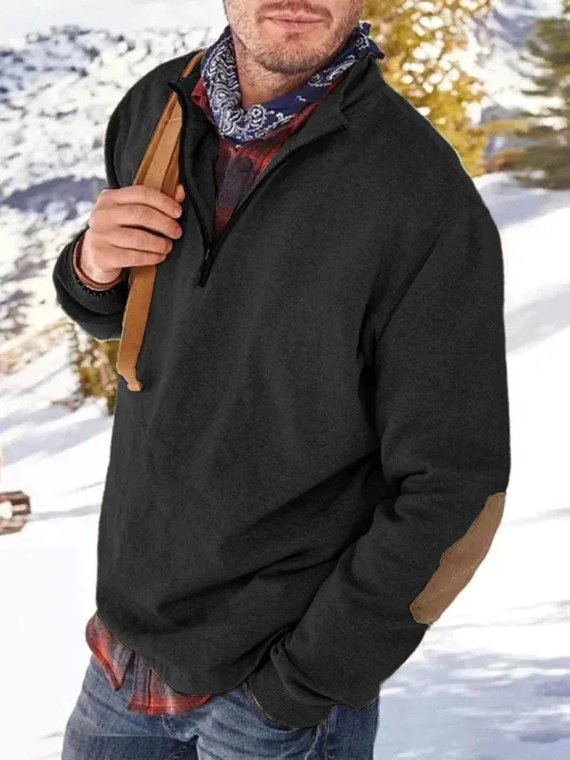 Comfortabele Half-Zip Sweater met Elleboogpatches voor Mannen