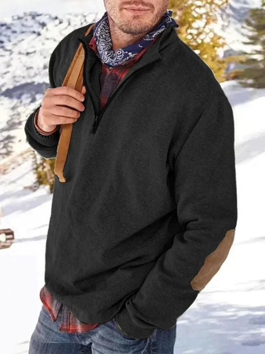 Comfortabele Half-Zip Sweater met Elleboogpatches voor Mannen