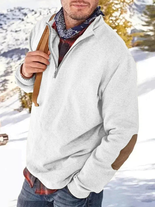 Comfortabele Half-Zip Sweater met Elleboogpatches voor Mannen