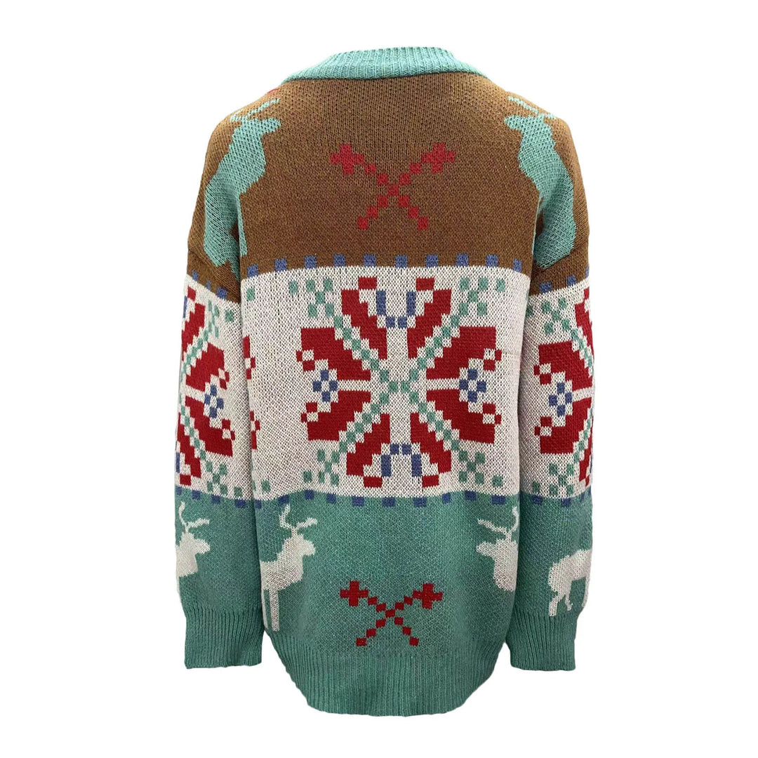 Gebreid Kerstvest met Knopen voor Vrouwen