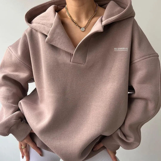 Moderne V-Hals Hoodie voor Vrouwen