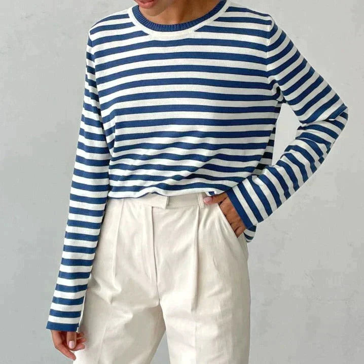 Gestreepte Damestrui | Trendy Lange Mouwen Top voor Vrouwen