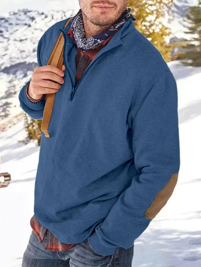 Comfortabele Half-Zip Sweater met Elleboogpatches voor Mannen