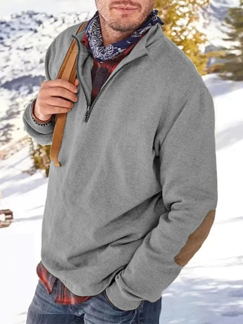 Comfortabele Half-Zip Sweater met Elleboogpatches voor Mannen
