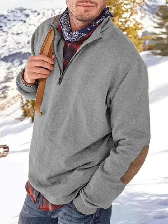 Comfortabele Half-Zip Sweater met Elleboogpatches voor Mannen
