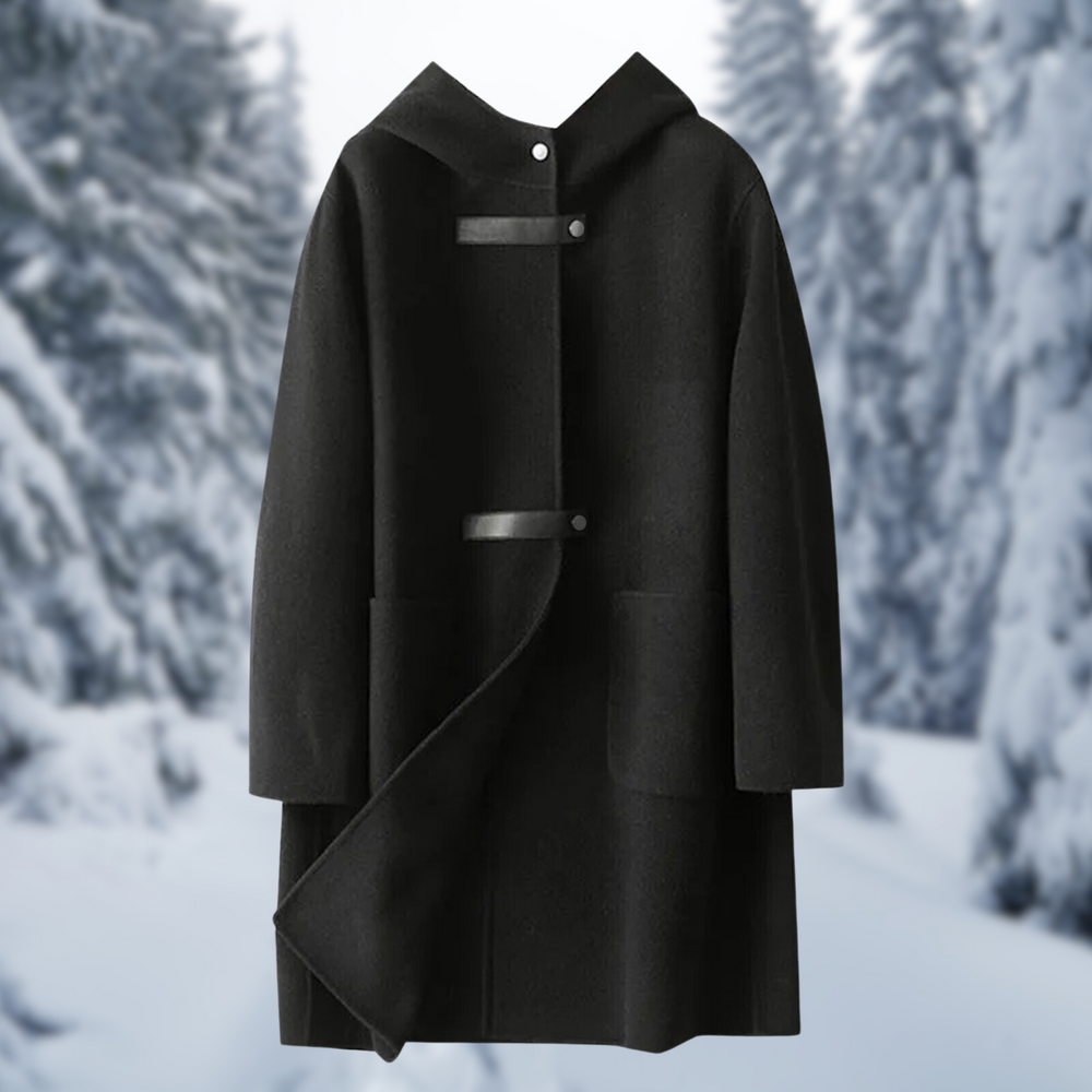 Elegante Wollen Winterjas met Gespdetails voor Vrouwen