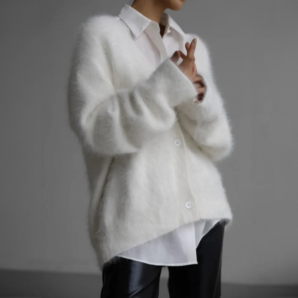 Fluffy Cardigan met Knopen voor Vrouwen