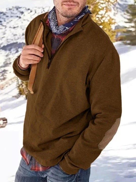 Comfortabele Half-Zip Sweater met Elleboogpatches voor Mannen