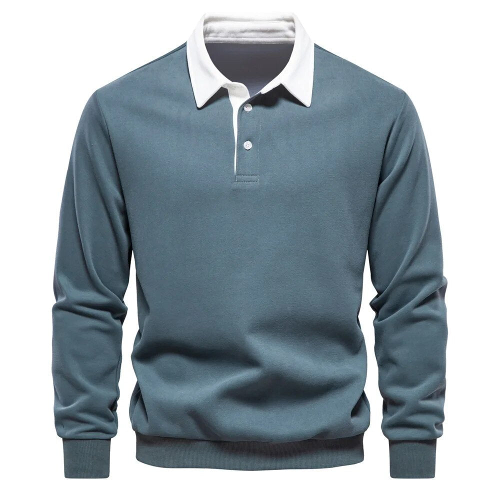 Klassieke Lange Mouwen Polo Sweater voor Mannen