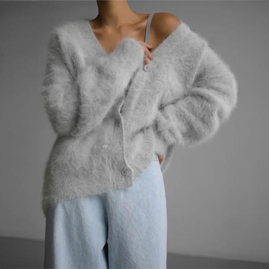 Fluffy Cardigan met Knopen voor Vrouwen