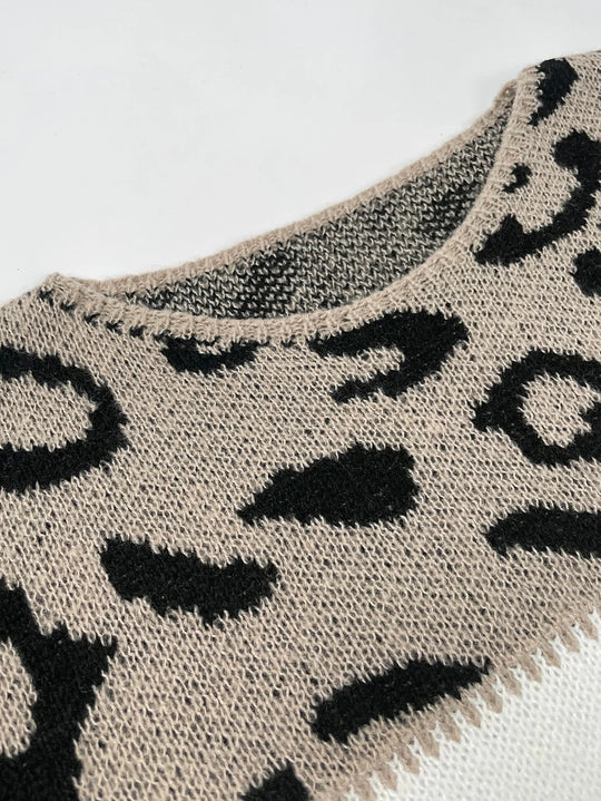 Trendy Damestrui met Luipaardprint | Stijlvolle Gebreide Trui voor Vrouwen