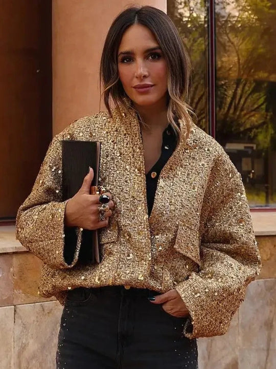 Modern Klassiek Metallic Jasje voor Vrouwen