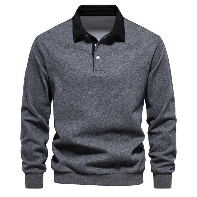 Klassieke Lange Mouwen Polo Sweater voor Mannen