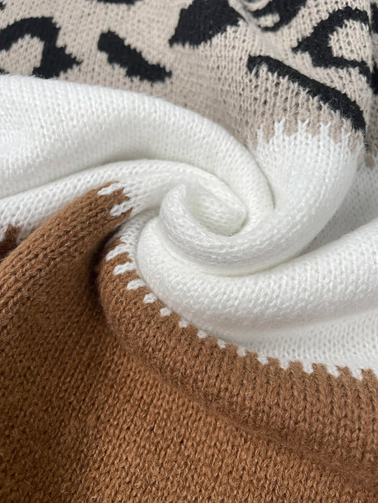 Trendy Damestrui met Luipaardprint | Stijlvolle Gebreide Trui voor Vrouwen