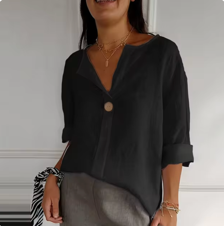 Linnen Blouse met Knopen voor Vrouwen