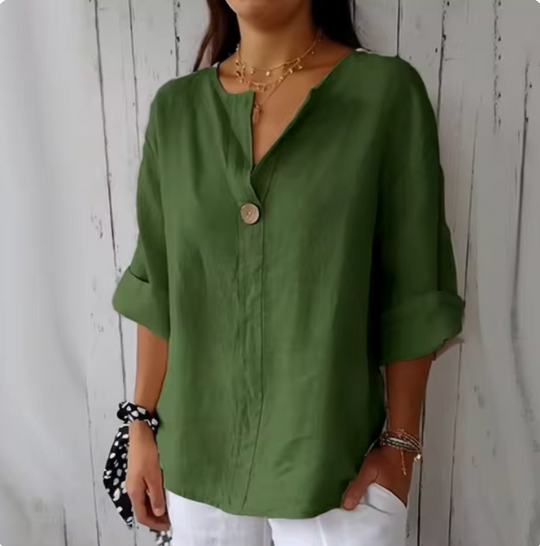 Linnen Blouse met Knopen voor Vrouwen