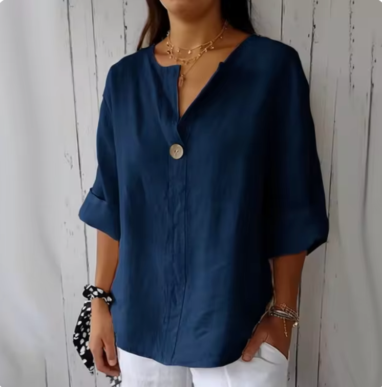 Linnen Blouse met Knopen voor Vrouwen