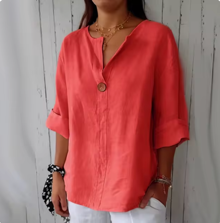 Linnen Blouse met Knopen voor Vrouwen