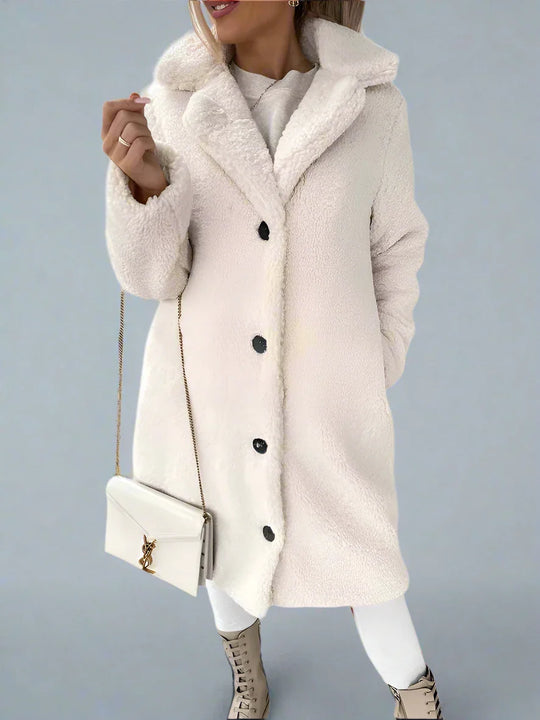 Elegante Fleece Winterjas met Knoopsluiting voor Vrouwen
