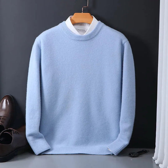 Elegante Blauwe Trui met Ronde Hals voor Mannen