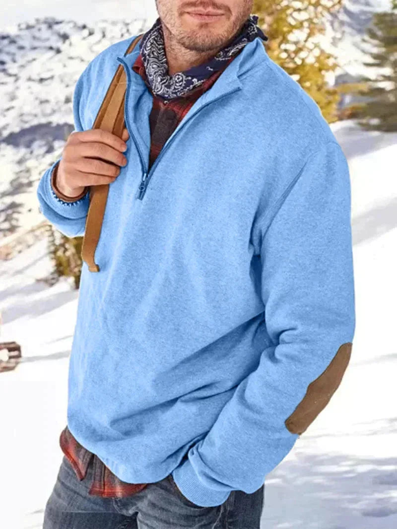 Comfortabele Half-Zip Sweater met Elleboogpatches voor Mannen