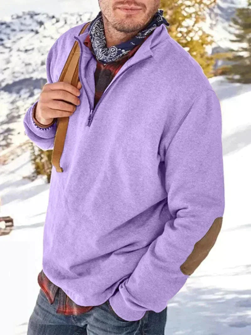 Comfortabele Half-Zip Sweater met Elleboogpatches voor Mannen