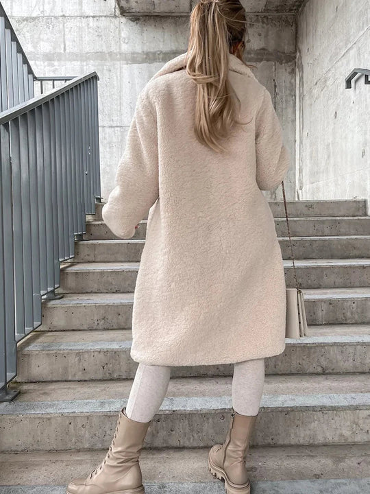 Elegante Fleece Winterjas met Knoopsluiting voor Vrouwen