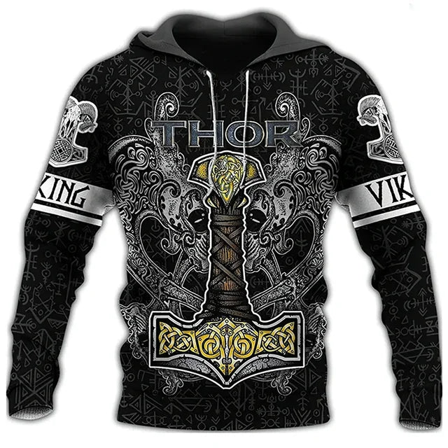 Viking Hoodie met 3D-print voor Mannen