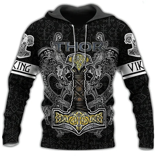 Viking Hoodie met 3D-print voor Mannen