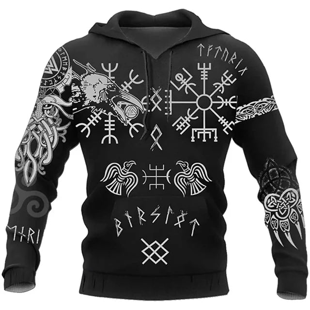 Viking Hoodie met 3D-print voor Mannen