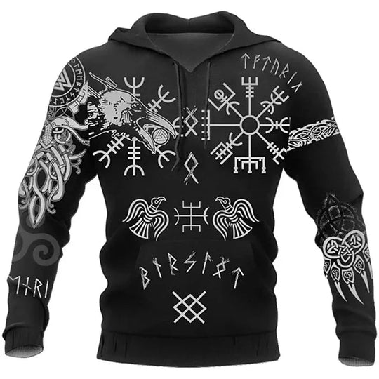 Viking Hoodie met 3D-print voor Mannen