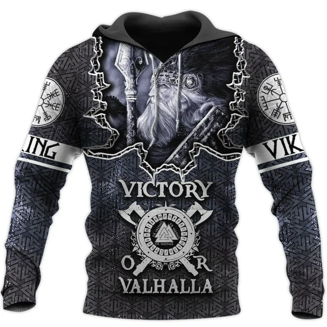 Viking Hoodie met 3D-print voor Mannen