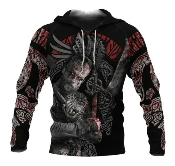 Viking Hoodie met 3D-print voor Mannen