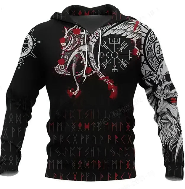 Viking Hoodie met 3D-print voor Mannen