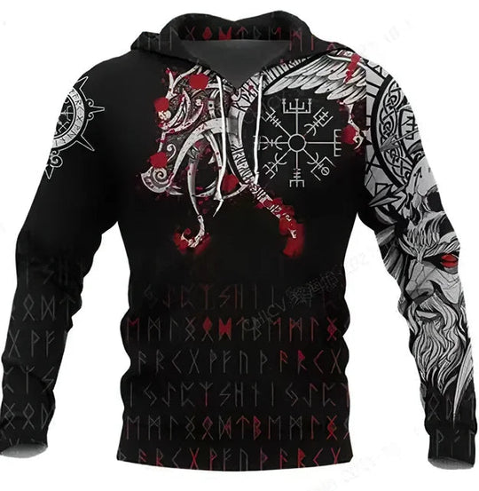 Viking Hoodie met 3D-print voor Mannen