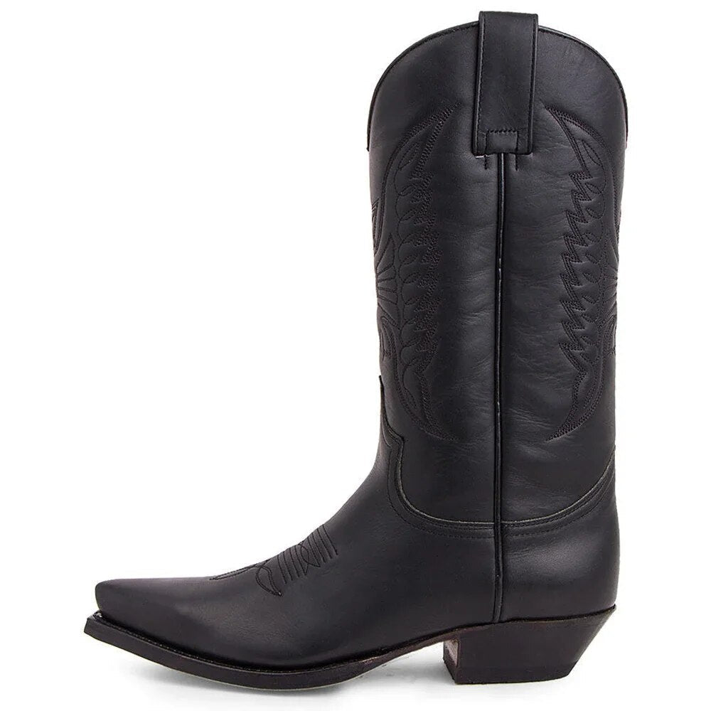 Premium Leren Westernlaarzen met Glans voor Mannen