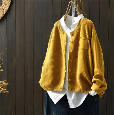 Casual Geel Vest met Knoopsluiting en Borstzak voor Vrouwen