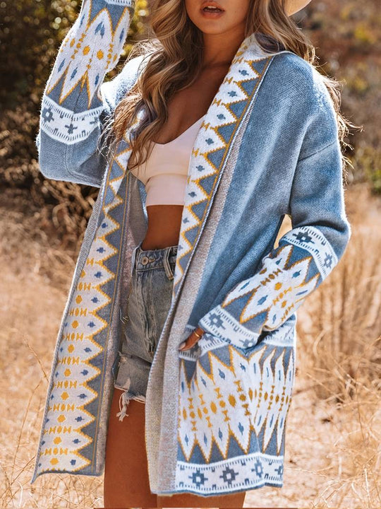 Bohemian Open Cardigan met Aztec-Print voor Vrouwen