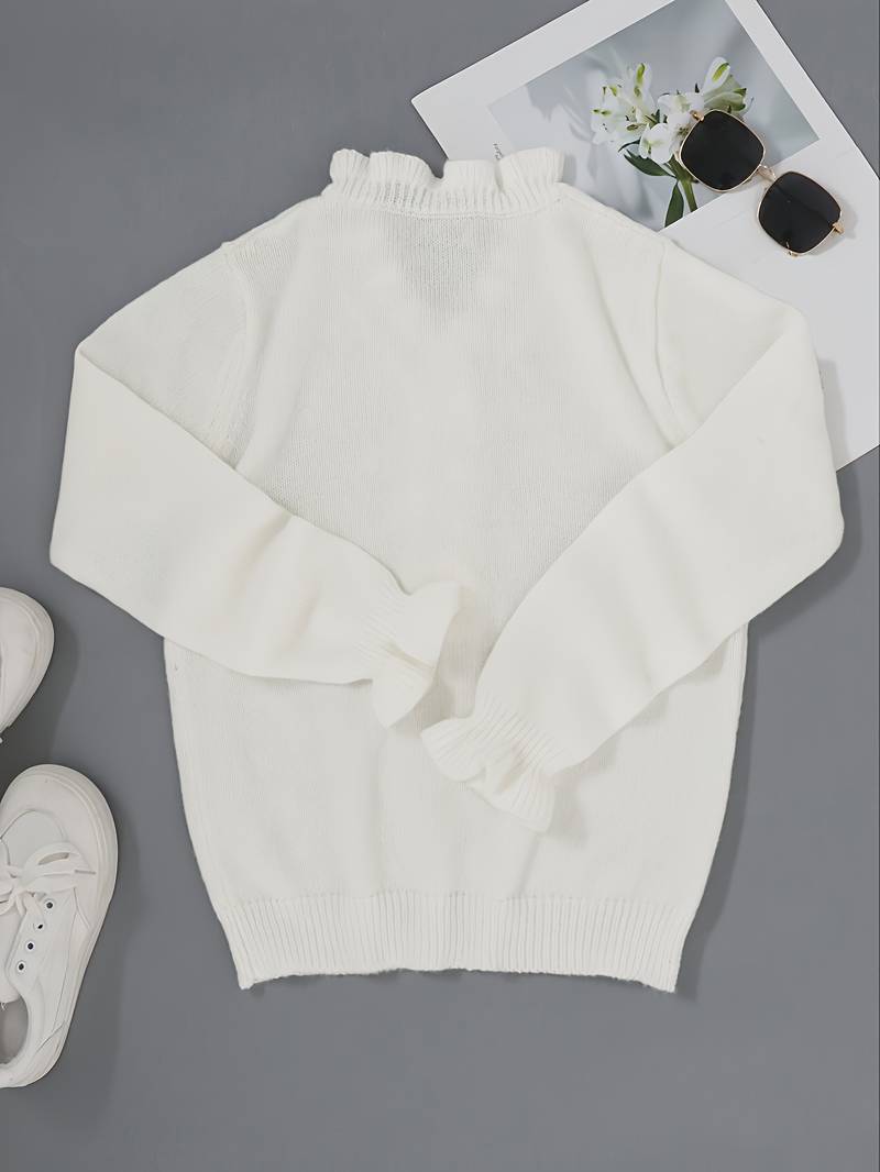 Elegante Gebreide Cardigan met Ruffle Afwerking voor Vrouwen