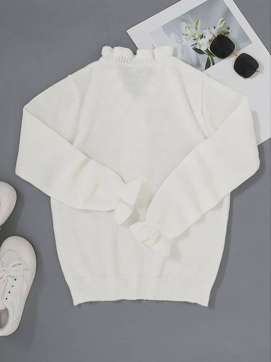Elegante Gebreide Cardigan met Ruffle Afwerking voor Vrouwen