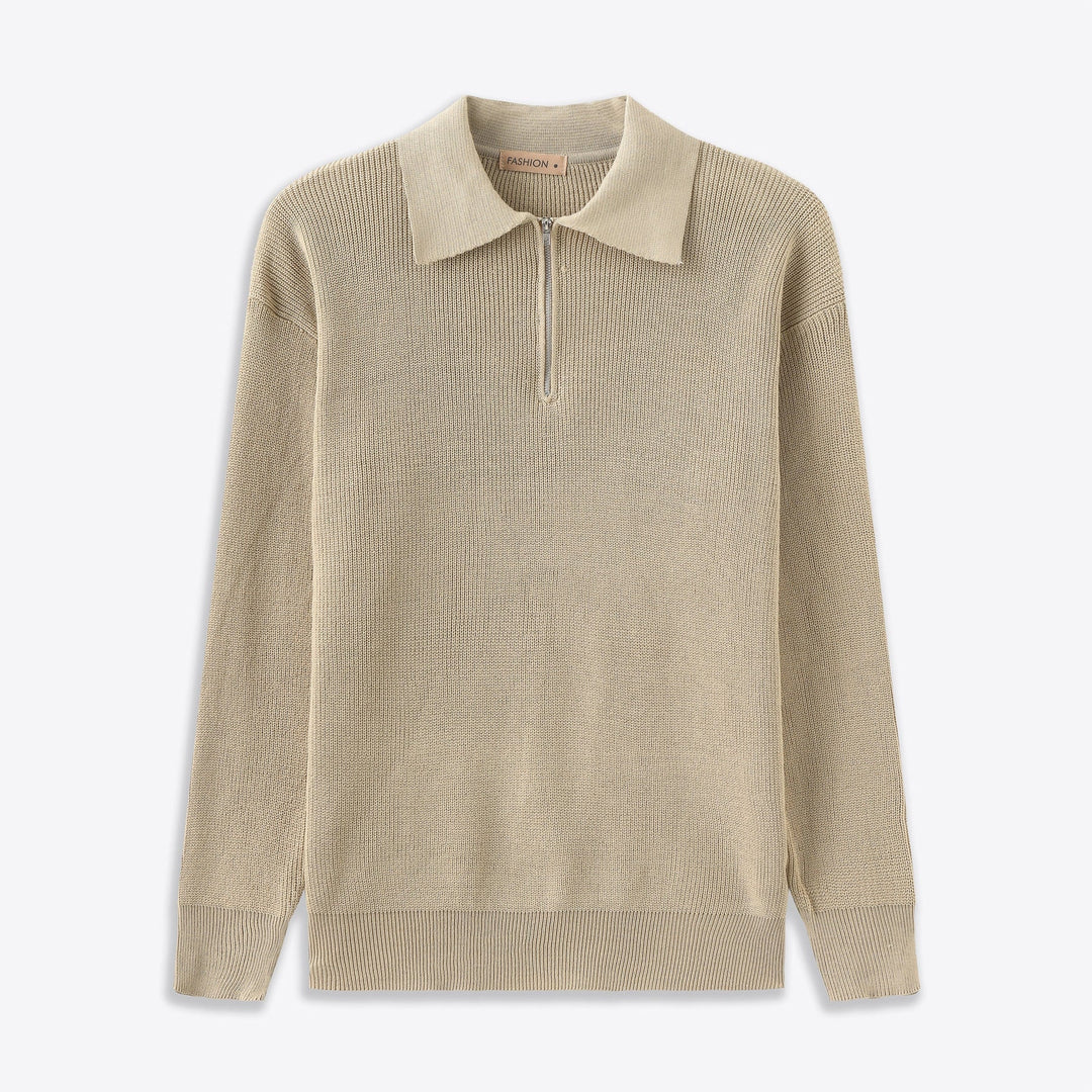 Casual Gebreide Half-Zip Trui met Kraag voor Mannen