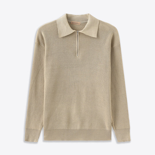 Casual Gebreide Half-Zip Trui met Kraag voor Mannen