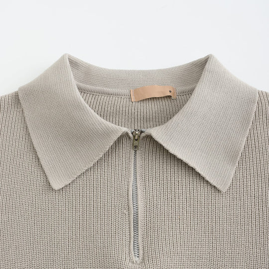 Casual Gebreide Half-Zip Trui met Kraag voor Mannen